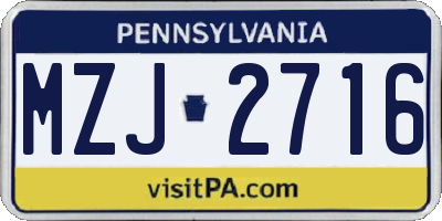 PA license plate MZJ2716
