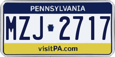 PA license plate MZJ2717