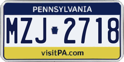 PA license plate MZJ2718
