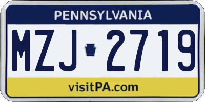 PA license plate MZJ2719