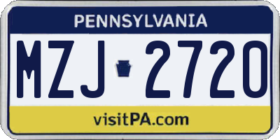 PA license plate MZJ2720