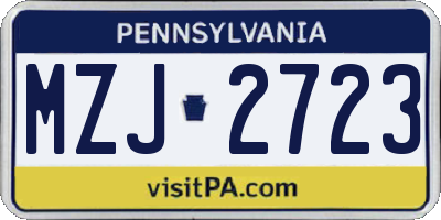 PA license plate MZJ2723