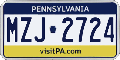 PA license plate MZJ2724