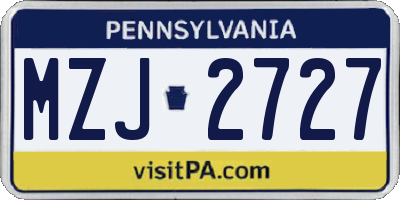 PA license plate MZJ2727
