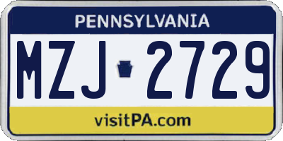 PA license plate MZJ2729