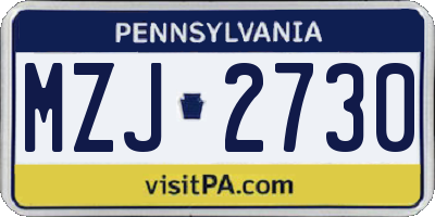 PA license plate MZJ2730