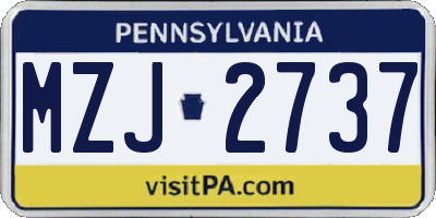 PA license plate MZJ2737