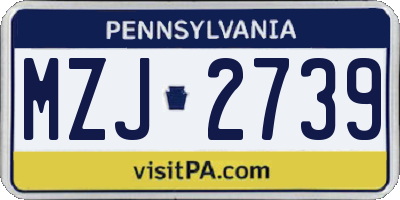 PA license plate MZJ2739