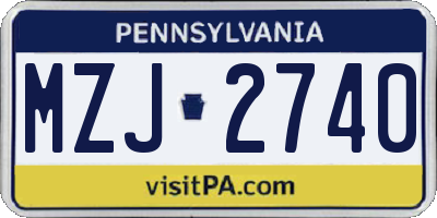 PA license plate MZJ2740
