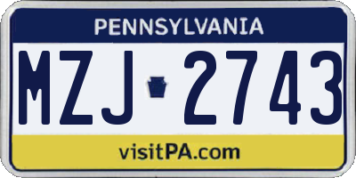 PA license plate MZJ2743