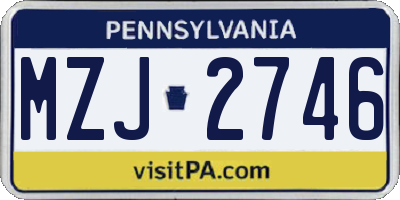PA license plate MZJ2746