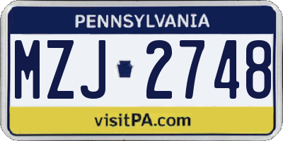 PA license plate MZJ2748
