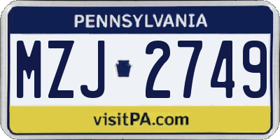 PA license plate MZJ2749