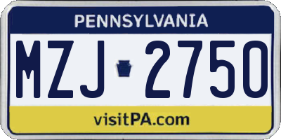 PA license plate MZJ2750