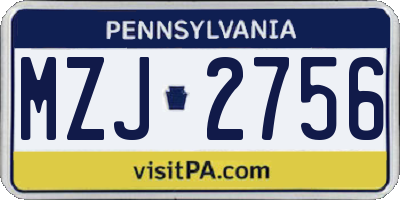 PA license plate MZJ2756