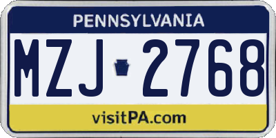 PA license plate MZJ2768