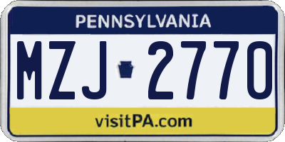 PA license plate MZJ2770