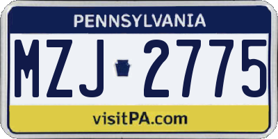 PA license plate MZJ2775