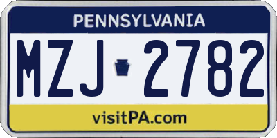 PA license plate MZJ2782