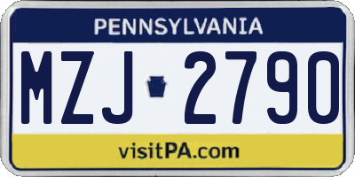 PA license plate MZJ2790