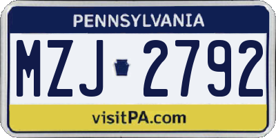 PA license plate MZJ2792