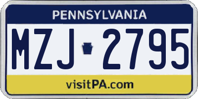 PA license plate MZJ2795
