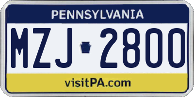 PA license plate MZJ2800