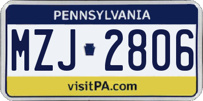 PA license plate MZJ2806