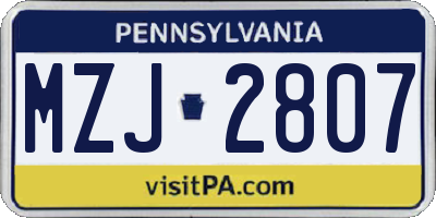 PA license plate MZJ2807