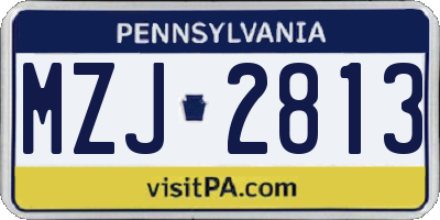PA license plate MZJ2813