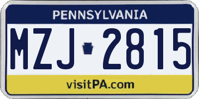 PA license plate MZJ2815