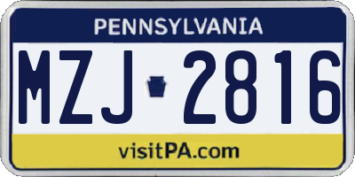 PA license plate MZJ2816