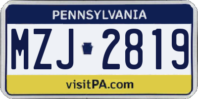 PA license plate MZJ2819