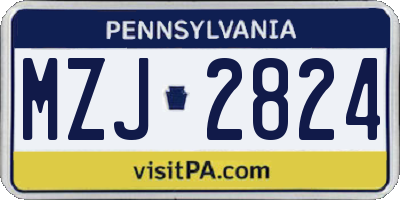PA license plate MZJ2824