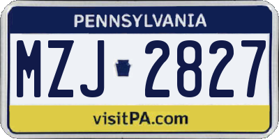 PA license plate MZJ2827