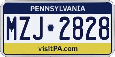 PA license plate MZJ2828