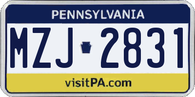 PA license plate MZJ2831