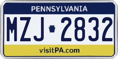 PA license plate MZJ2832