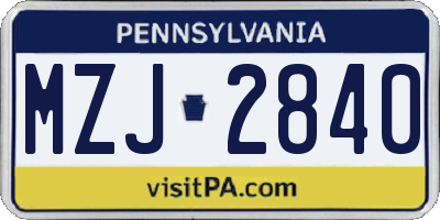 PA license plate MZJ2840