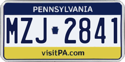 PA license plate MZJ2841