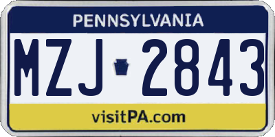 PA license plate MZJ2843