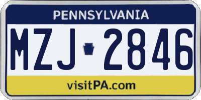 PA license plate MZJ2846