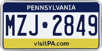PA license plate MZJ2849