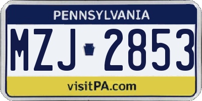 PA license plate MZJ2853