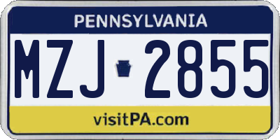 PA license plate MZJ2855