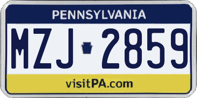 PA license plate MZJ2859