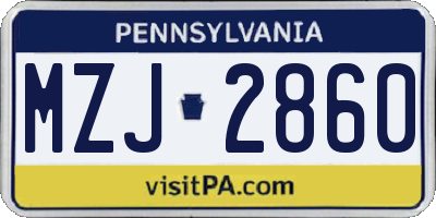 PA license plate MZJ2860
