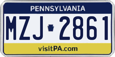 PA license plate MZJ2861