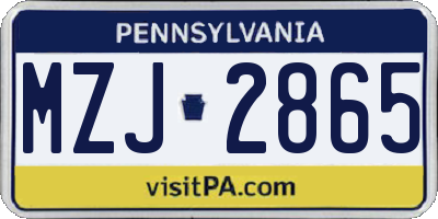 PA license plate MZJ2865