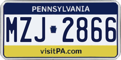 PA license plate MZJ2866